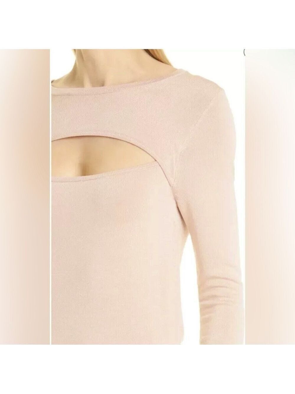 L'Agence Jocelyn Cutout Knit Pullover Sweater Long Sleeve in Blush Pink Size L - Picture 2 of 10